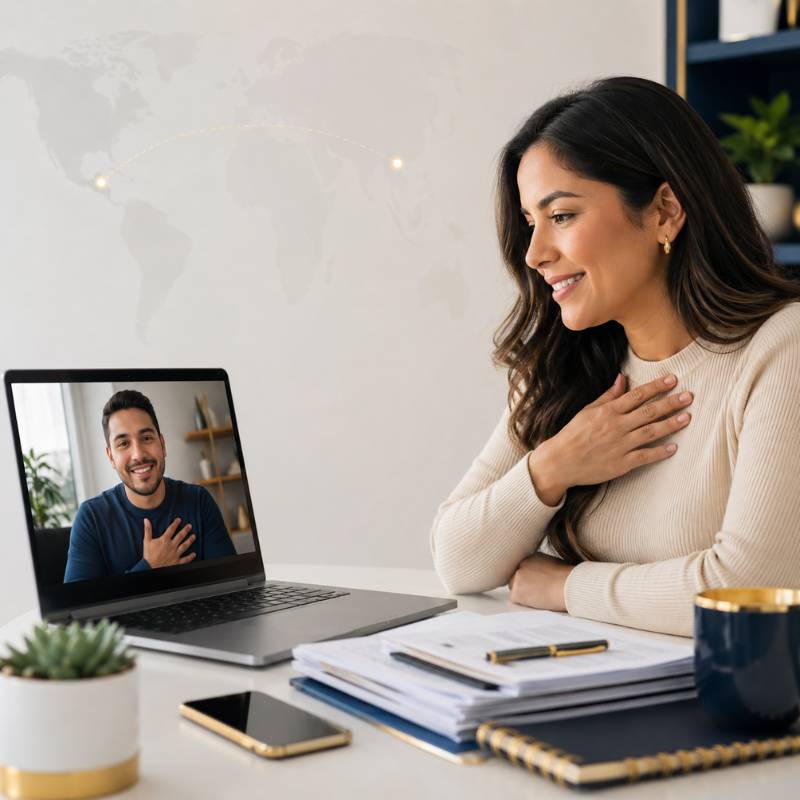 Pareja a distancia interesada en solicitar la Visa K-1